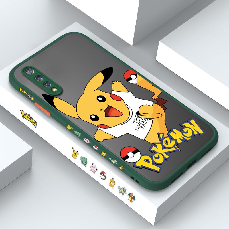ZeroQiQi for Vivo S1 Case White Clothes Pikachu Side Printing Cover Frosted Ultra Thin Protective Anti Fall Phone Case