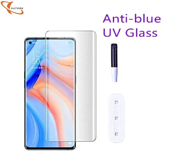 Oppo Reno 5 Pro Curved UV tempered glass protector full Cover HD Transparent