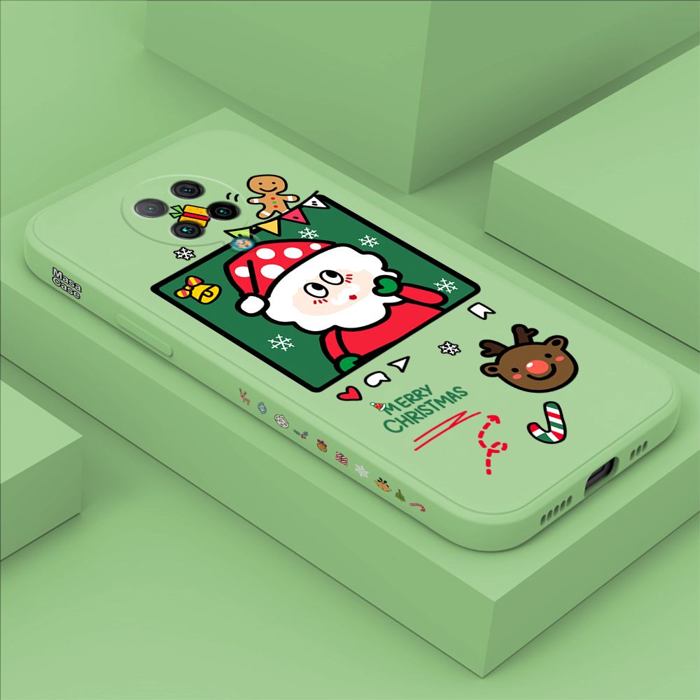 ZeroQiQi for Redmi K30 Pro ZooM Case Santa Claus Christmas Gifts Side Printing Cases Soft Liquid Silicone Phone Cover