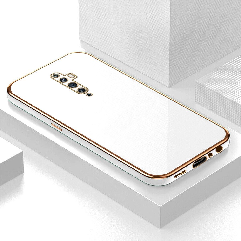 Luxury 6D Plating Soft Casing Silicone Square Frame Phone Case For OPPO Reno2 Z Case Shiny Bling Back Cover + Free Lanyard
