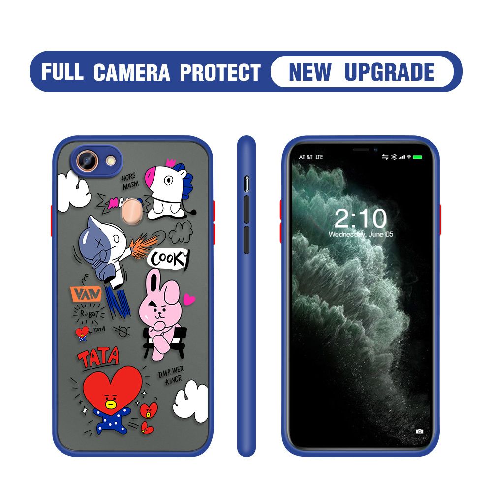 Hontinga for OPPO F5 / F5 Plus / F5 Youth Case Cute Cartoon Camera Shockproof Protection Cases Edge Frosted Transparent Phone Cover