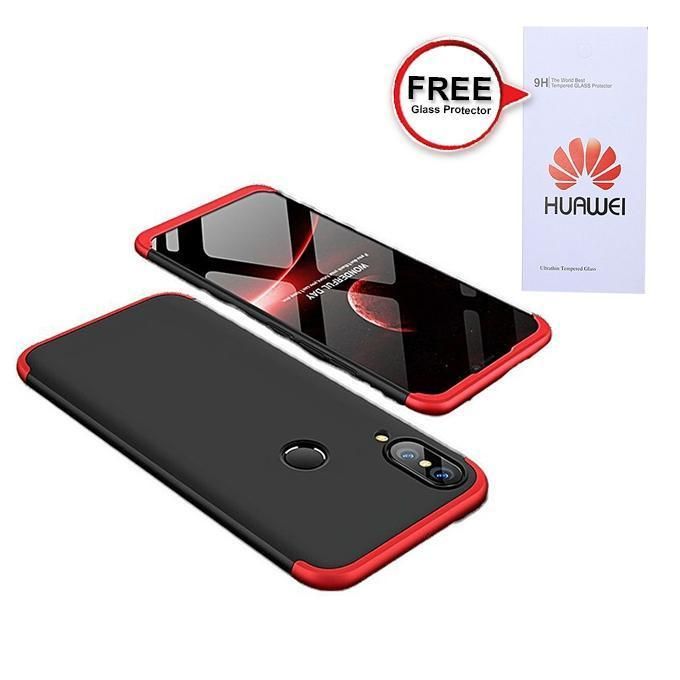 Huawei Y9 (2019) 360 Degree Phone Case with Free Glass Protector - Red and Black