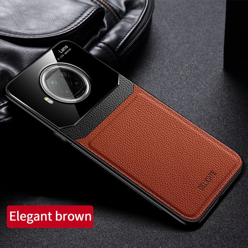 For Xiaomi Mi 10T Lite 5G Business Slim Hybrid Leather TPU Bumper Glass Lens Protective Case Cover
