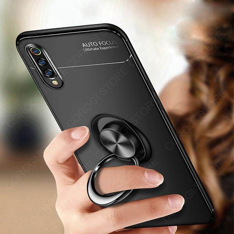 For Huawei Y8P Cover Shockproof Soft TPU Silicone Rubber Phone Case with Metal Finger Ring Stand Holder Magnetic Car Mount Protective Back Cover