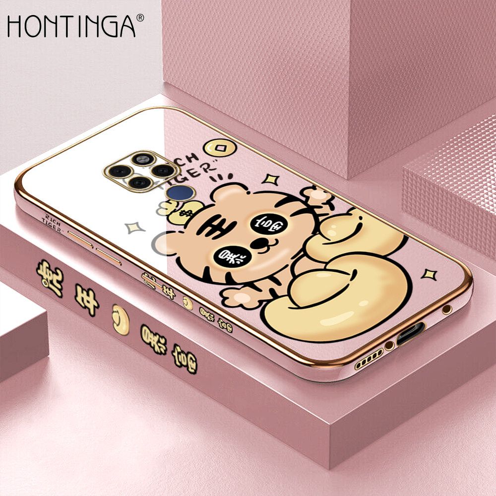 Hontinga for Huawei Mate 20 Back Cover Luxury 6D Plating Cartoon Get Rich Side Pattern Caese Soft Silicone Square Phone Cases