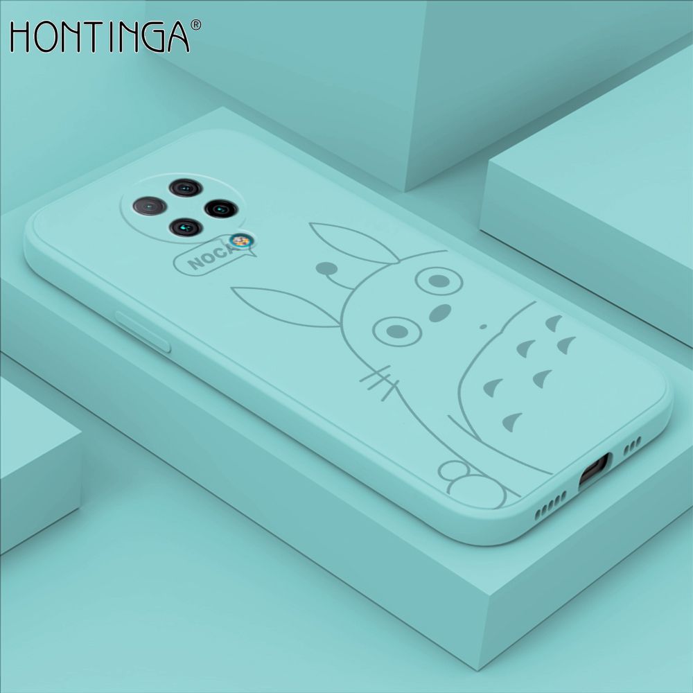 Hontinga for Xiaomi Poco F2 Pro Case Cartoon Cute Totoro Pattern Back Cover Soft Square Edge Liquid Silicone Phone Cases