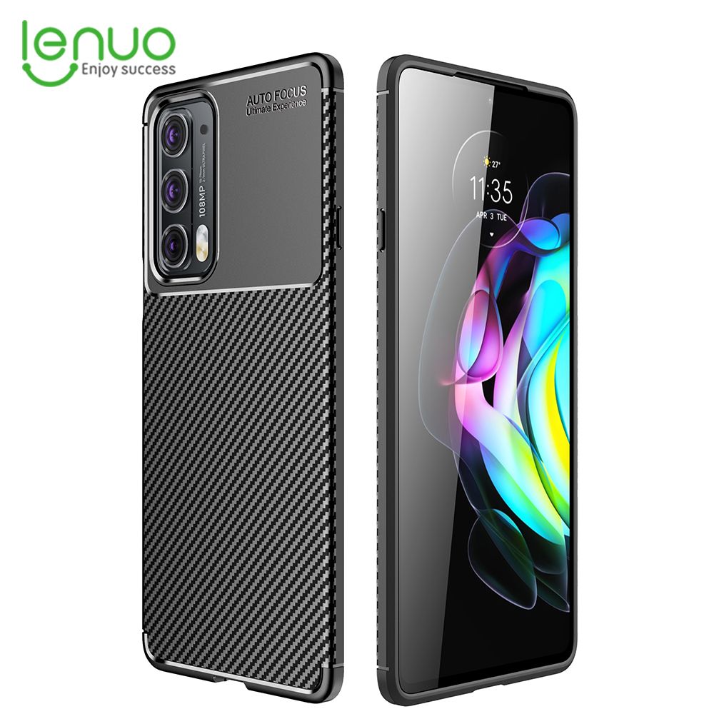 Lenuo for Motorola Edge 20 Case - TPU Carbon Fiber Shockproof Anti-scratch Matte Cellphone Back Cover Phone Case