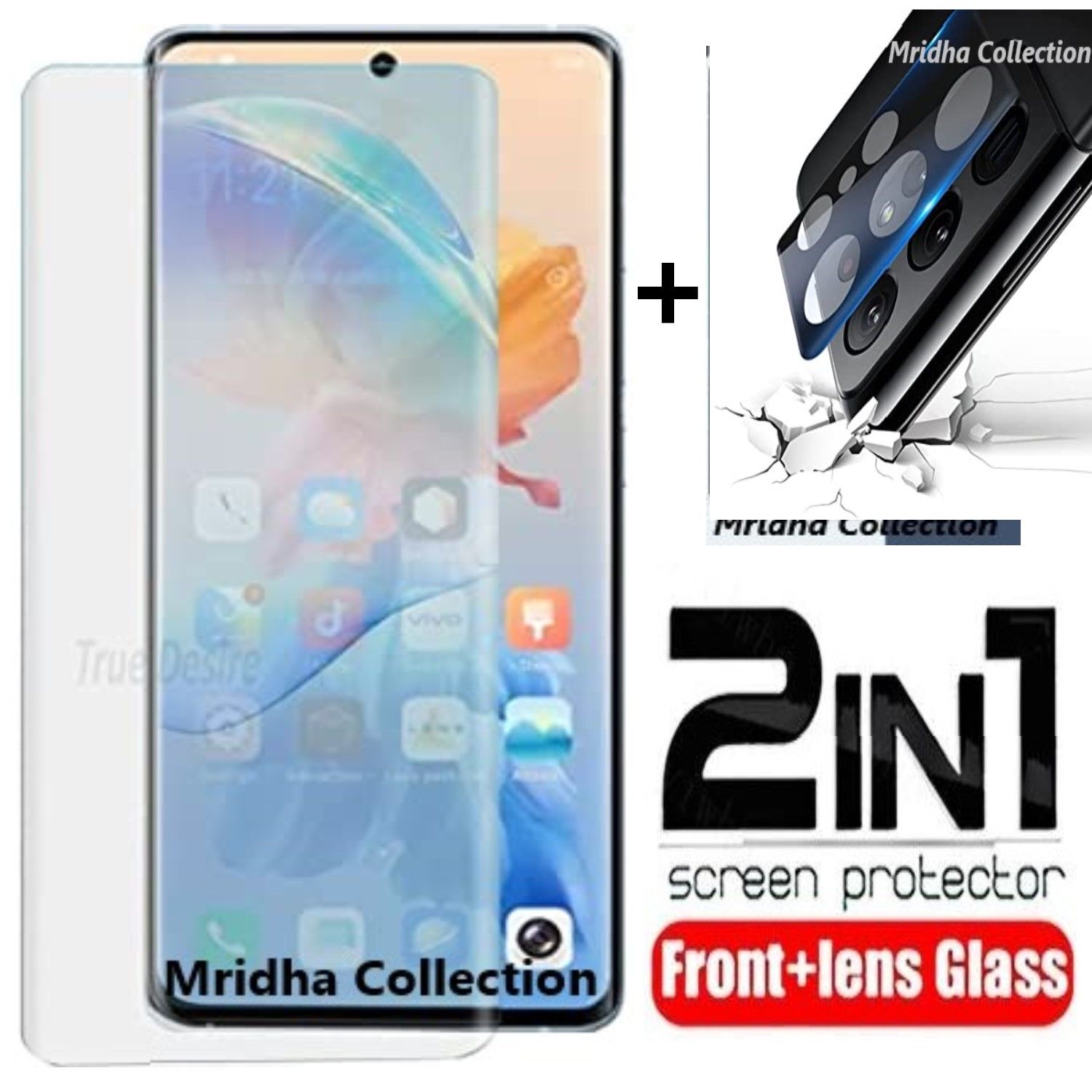 2in1 Protector Combo Pack for vivo X70 Pro  (V2134A, V2105) (A+ GRADE) UV Glass Screen Protector+9h Camera Glass Protector