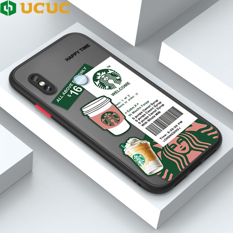 UCUC for Redmi Note 5 Pro Case Creative Cartoon Coffee Milk Tea Frosted Transparent Cell Phone Cases Shockproof Full Cover Camera Protect Phone Case