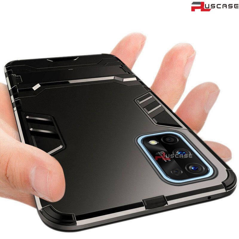 PlusCase for Realme 7 Pro Shockproof Kickstand Hard Foldable Stand Case Back Cover