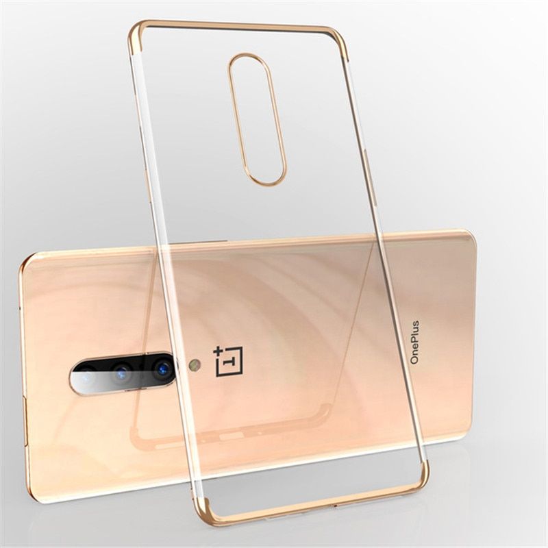 USLION Electroplate Soft Clear Phone Case for Oneplus 7 7 Pro TPU Silicone Plating Case for One Plus 6T 6 5 5T Shockproof Cover