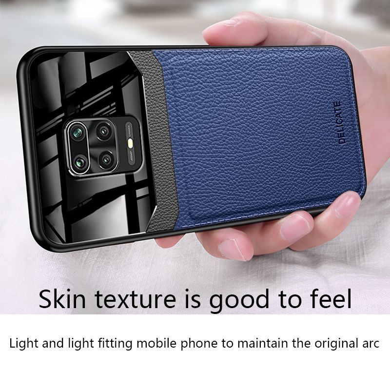 Biruiqu For Xiaomi Pocophone M2 Pro Poco M2 Pro Hybrid Soft TPU Leather Tempered Glass Shockproof Case Cover