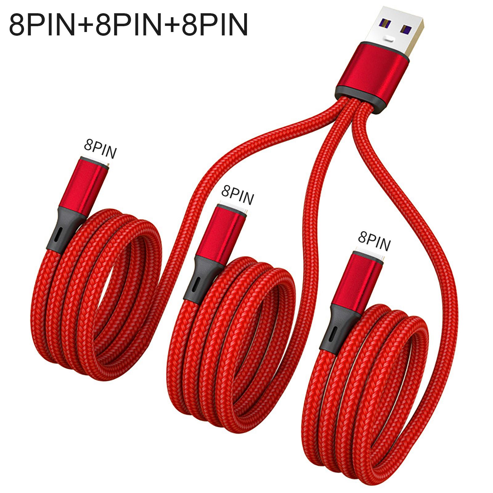 Charging Cable 3-in-1 Type-C Micro USB 8Pin Phone Charger Wire