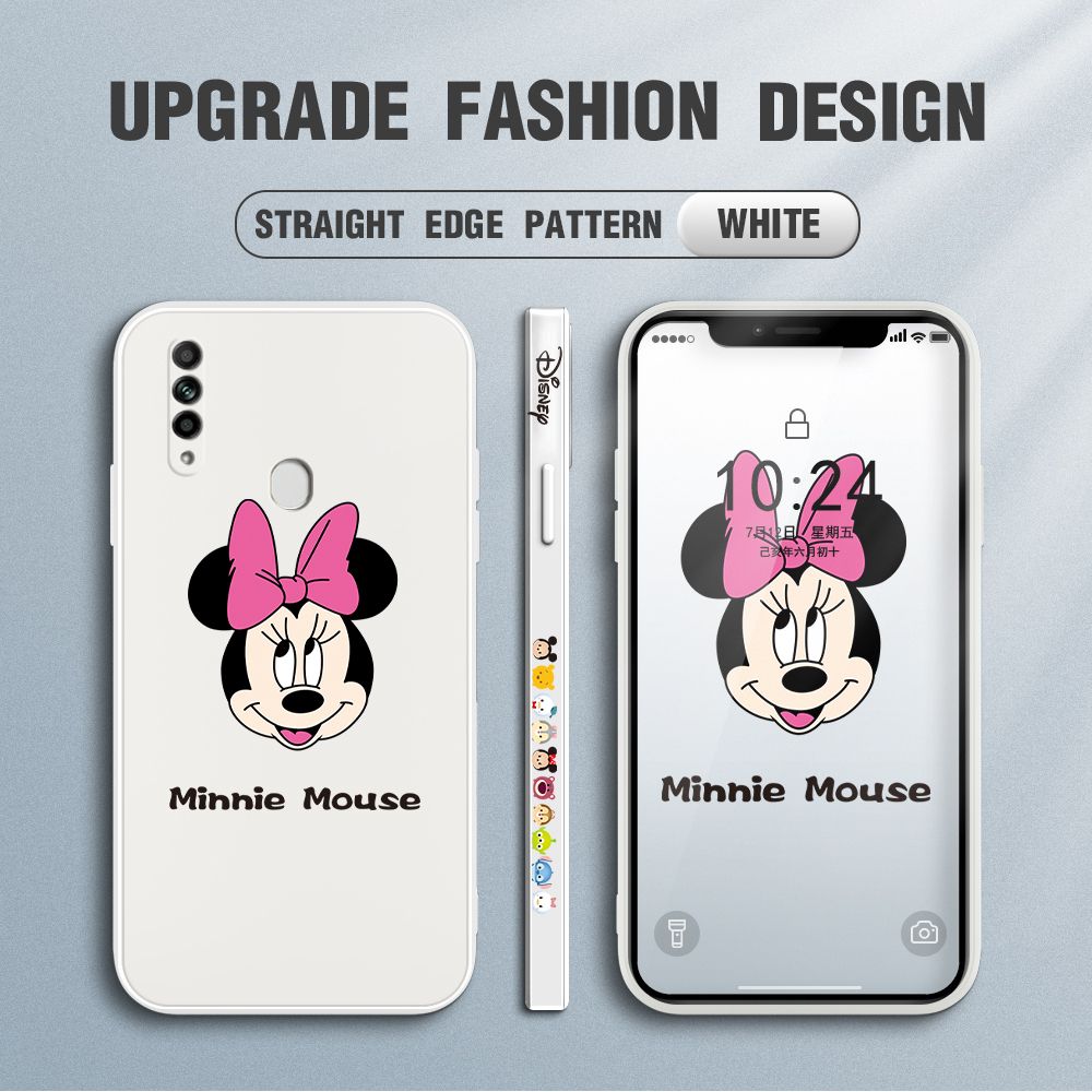 Jizetin for OPPO A31 2020 Case Minnie Mickey Mouse Design Side Design Phone Case Square Edge Pattern Liquid Silicone Cases Full Cover Camera Shockproof Protective Case