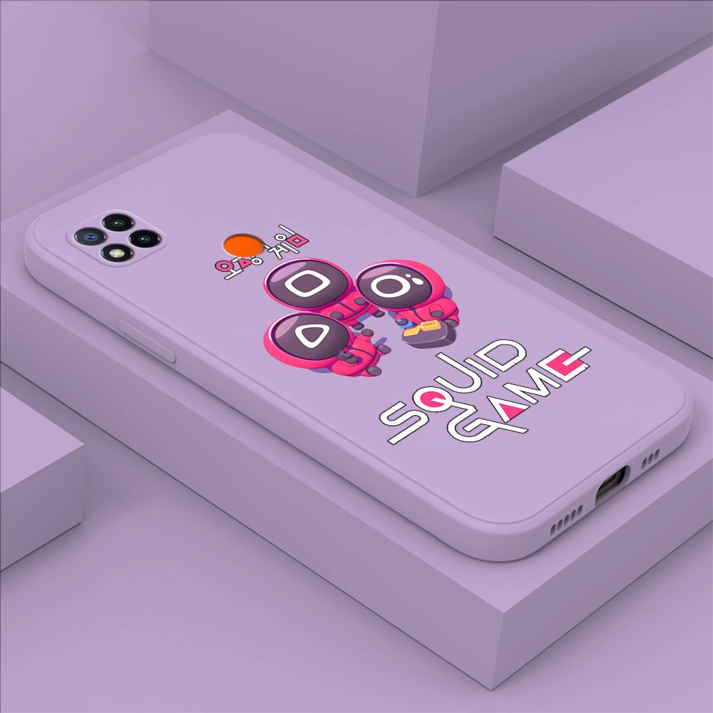 ZeroQiQi for Xiaomi Redmi 9C Case Cute Cartoon Cute Squid Character Phone Cover Square Liquid Silicone Shockproof Phone Protective Case