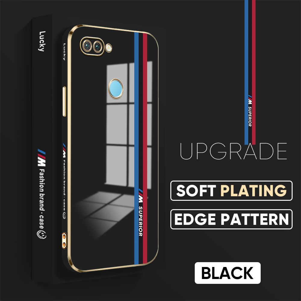 TA for Realme 2 Pro Back Cover + Free Lanyard Track Sign Luxury 6D Plating Case Side Pattern Soft Silicone Square Phone Cases