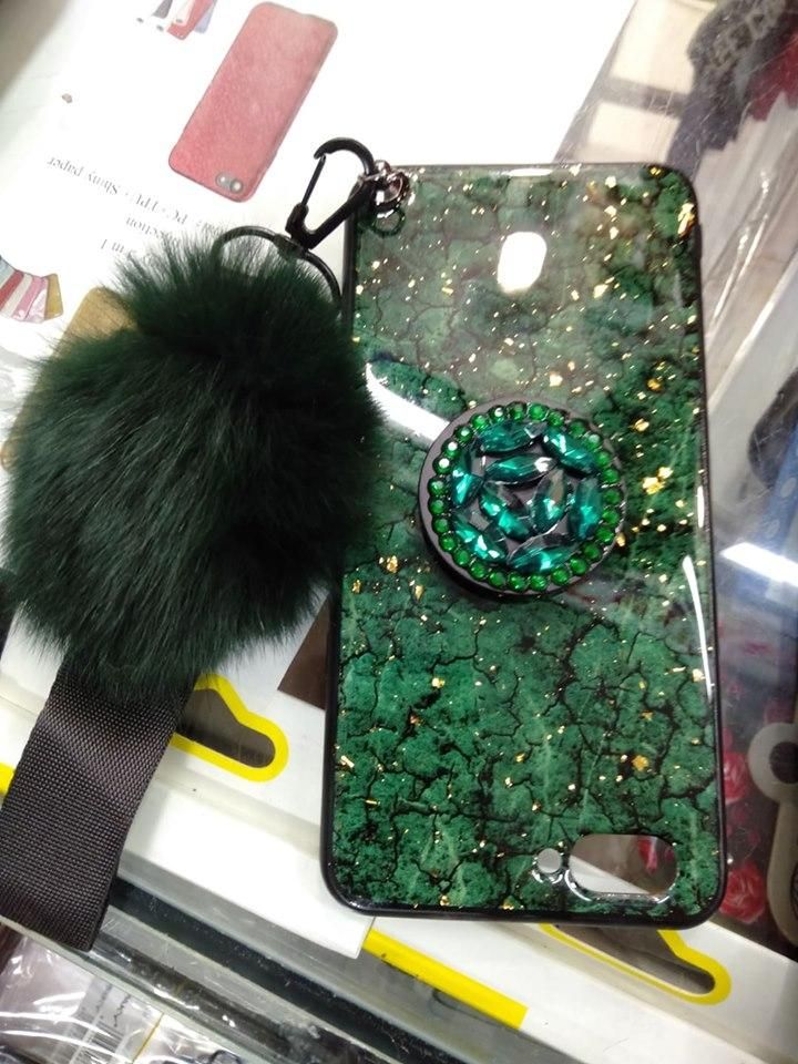 Note 7 Pro Luxury Bling Glitter Silicone Pop Holder Case Cover - Green