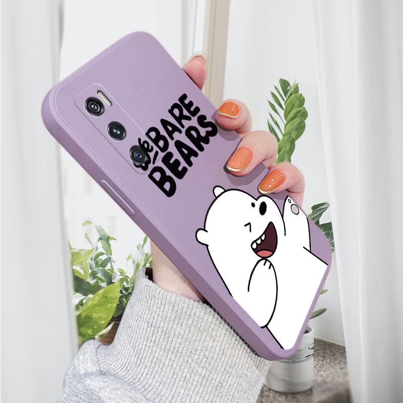 AMORVOR for Vivo V20 SE Back Cover Cartoon Cute Panda Side design Soft Case Liquid Silicone Phone Cases