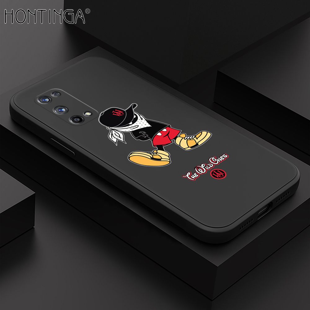 Hontinga for Realme X7 Pro Case Cartoon Masked Mouse Phone Case Soft Square Edge Silicone Cases Full Lens Cover Shockproof Protection Cover