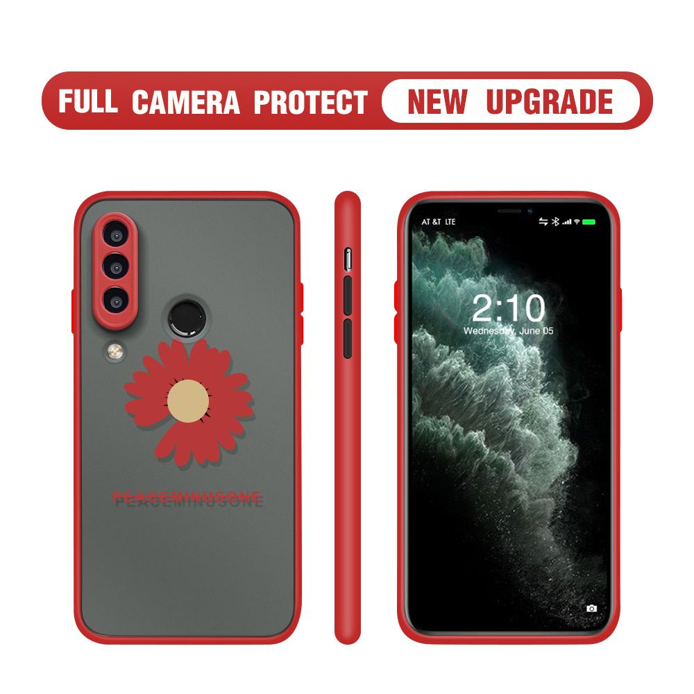 Hontinga for Huawei Y7P / P40 Lite E Case Daisy Flower Cover Camera Shockproof Protection Case Edge Frosted Transparent Phone Cover