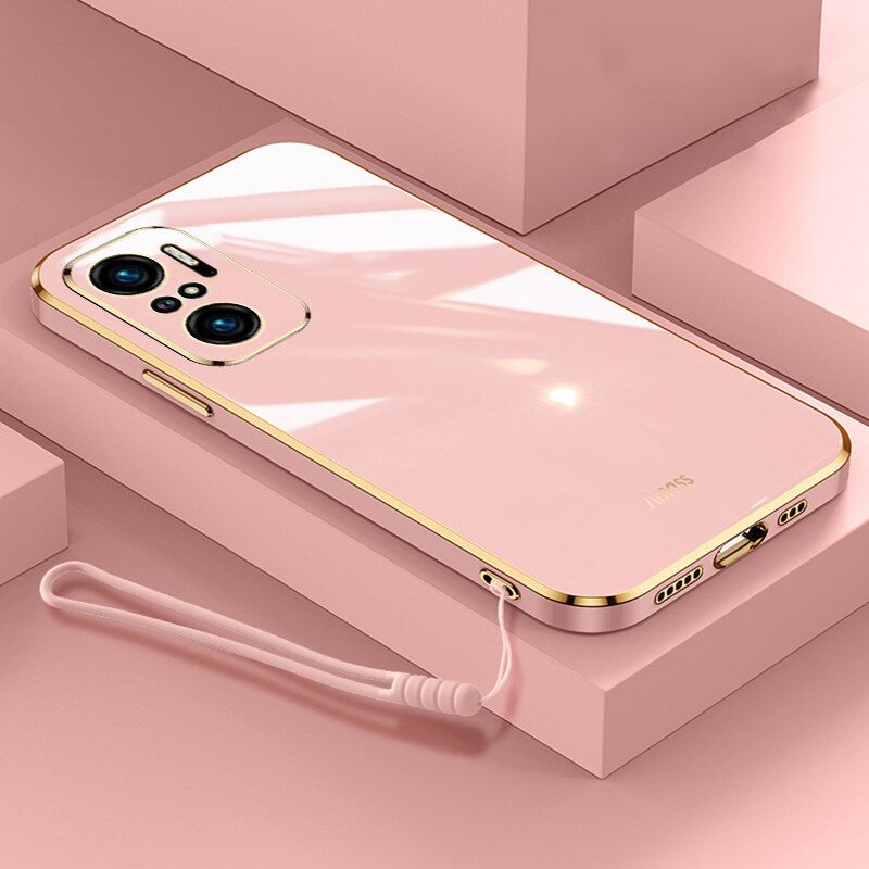 For Xiaomi Redmi Note 10 4G / Note 10S Back Cover + Wrist Strap Luxury Shiny Plating Square Shockproof Bumper Camera Lens Protection Soft TPU Silicone Phone Case