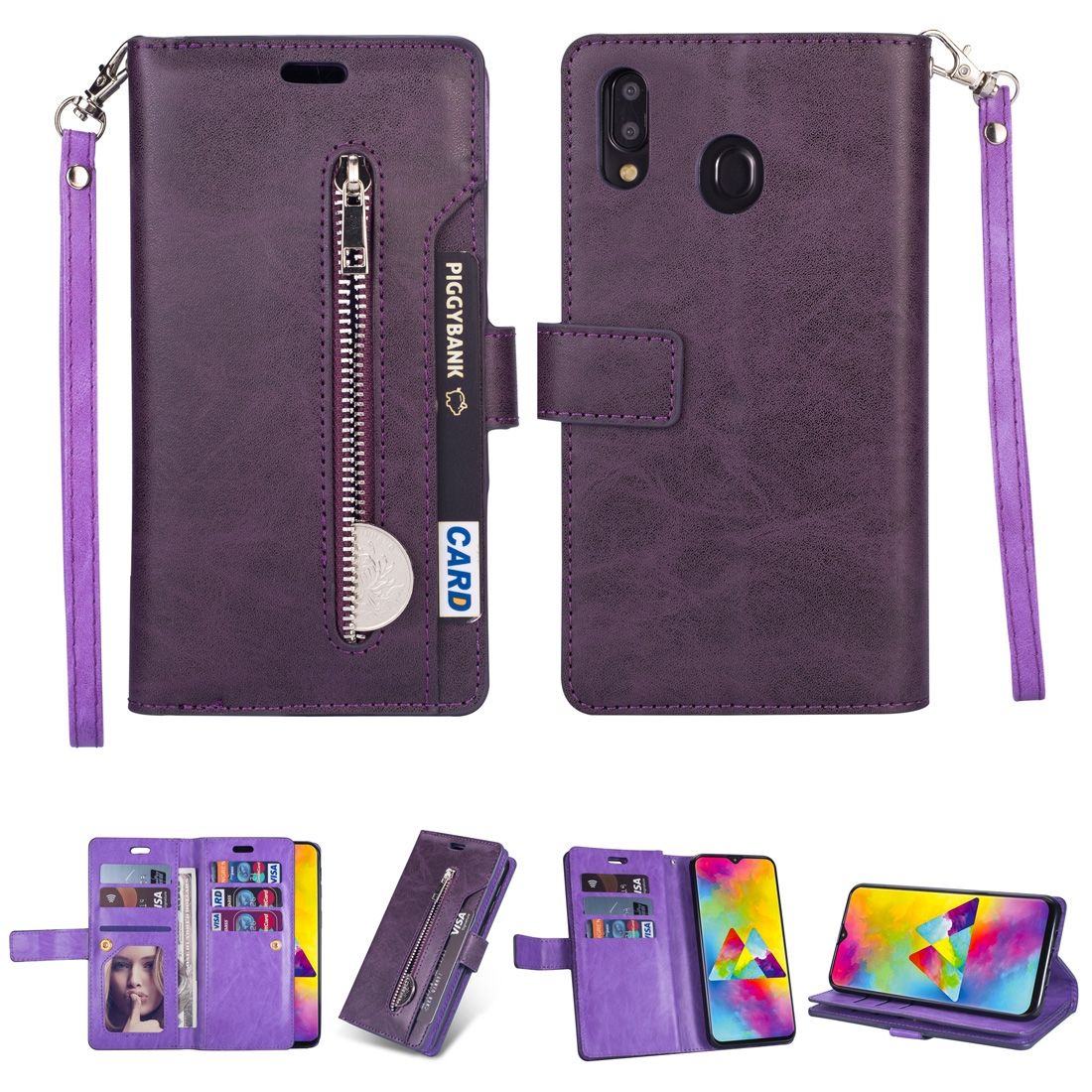 (Ready Stock)For Huawei Y7 (2019) / Enjoy 9 Multifunctional Zipper Horizontal Flip Leather Case with Holder & Wallet & 9 Card Slots & Lanyard(Mint Green)