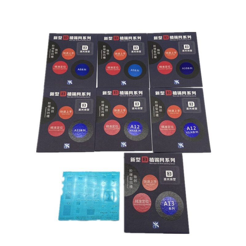 Mijing 3D Reball Stencil A8 A9 A10 A11 A12 A13 For iPhone 7 8 PLUS X XS MAX XR 11 PRO MAX CPU IC BGA Reballing Soldering Repair