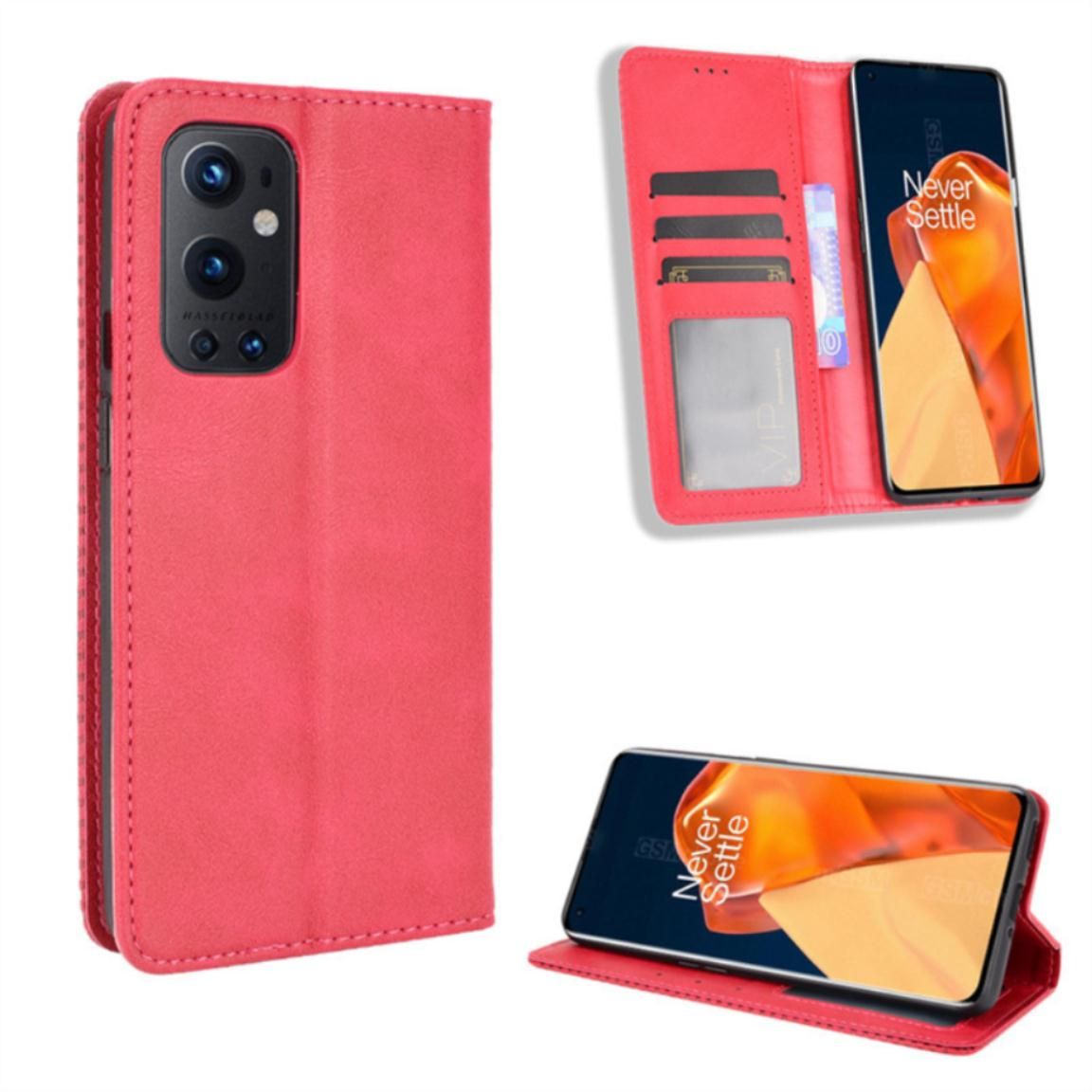 Case For Oneplus 9 Casing Retro Leather Case Card Wallet Tpu Back Cover Protective Case Magnetic Suction Cover Stand Phone Case