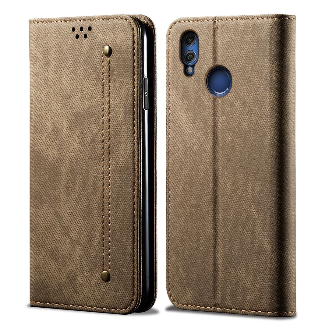 For Huawei Honor 8X Retro Denim Leather Flip Wallet Stand Case Cover Retro Denim Leather Flip Wallet Stand Case Cover