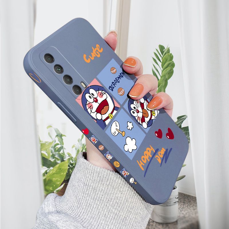 AMORVOR for Huawei Y7A 2020 Back Cover Cute Happy Cartoon Side design Soft Case Multicolor Liquid Silicone Phone Cases