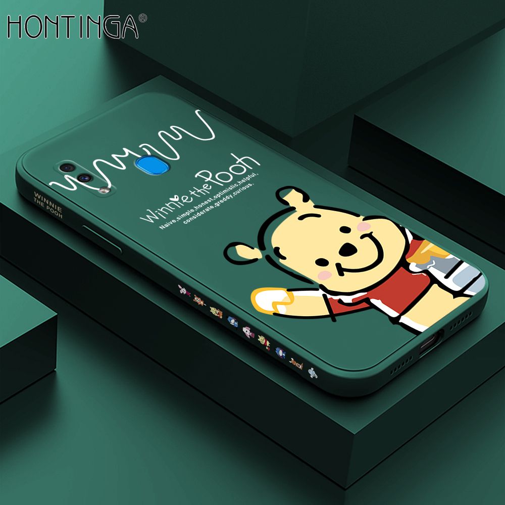Hontinga for Samsung A20 A30 Case Side Design Hello Little Bear Back Cover Soft Square Edge Pattern Liquid Silicone Trend Phone Cases