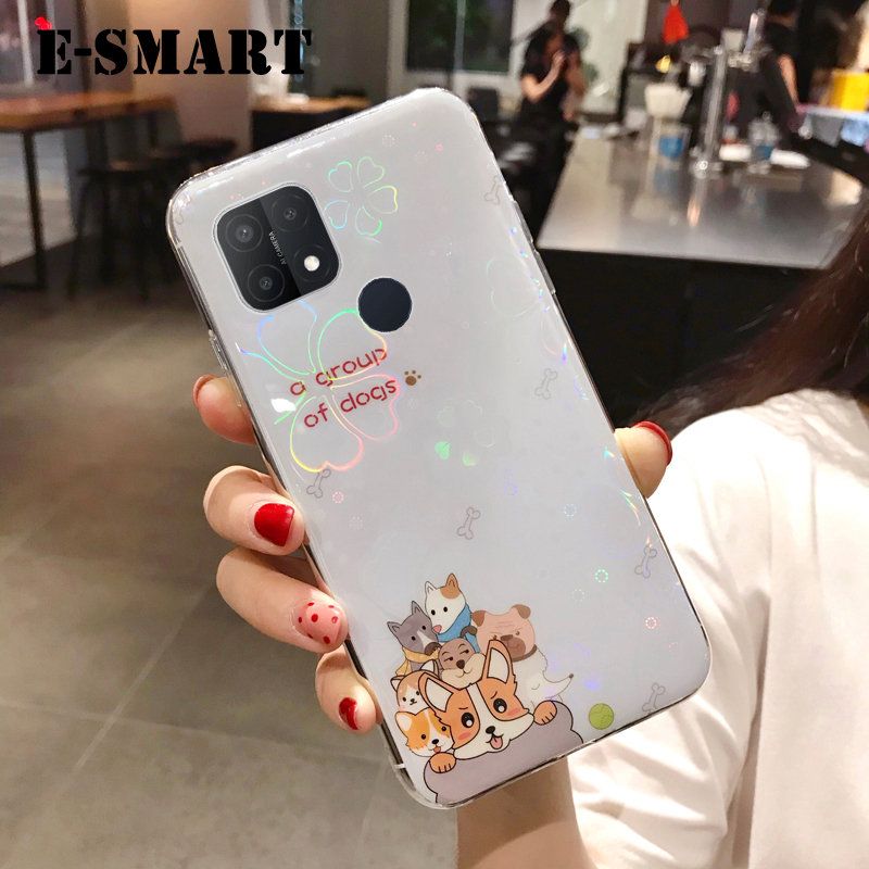 Phone Case Realme C25 Back Cover Cute Cartoon Bear Cases Soft Silicone Colorful Cherry Blossoms for Realme C25 Case