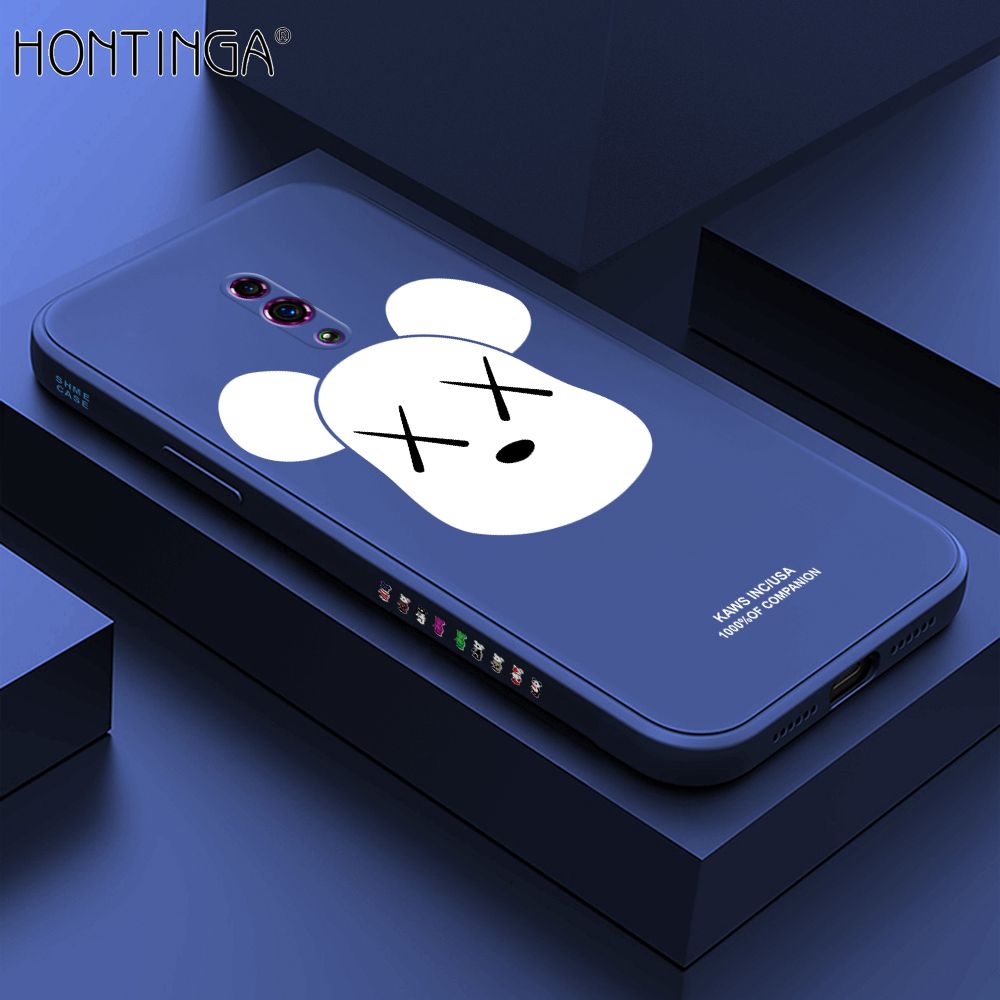 Hontinga for OPPO Reno Case Side Design Violent Bear Head Back Cover Soft Square Edge Pattern Liquid Silicone Trend Phone Cases