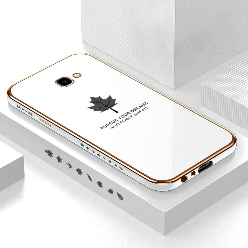 ZeroQiQi for Samsung Galaxy J4 Plus 2018/J4 Prime Back Cover Maple Leaf Luxury 6D Plating Case Side Pattern Soft Silicone Square Phone Cases + Free Lanyard