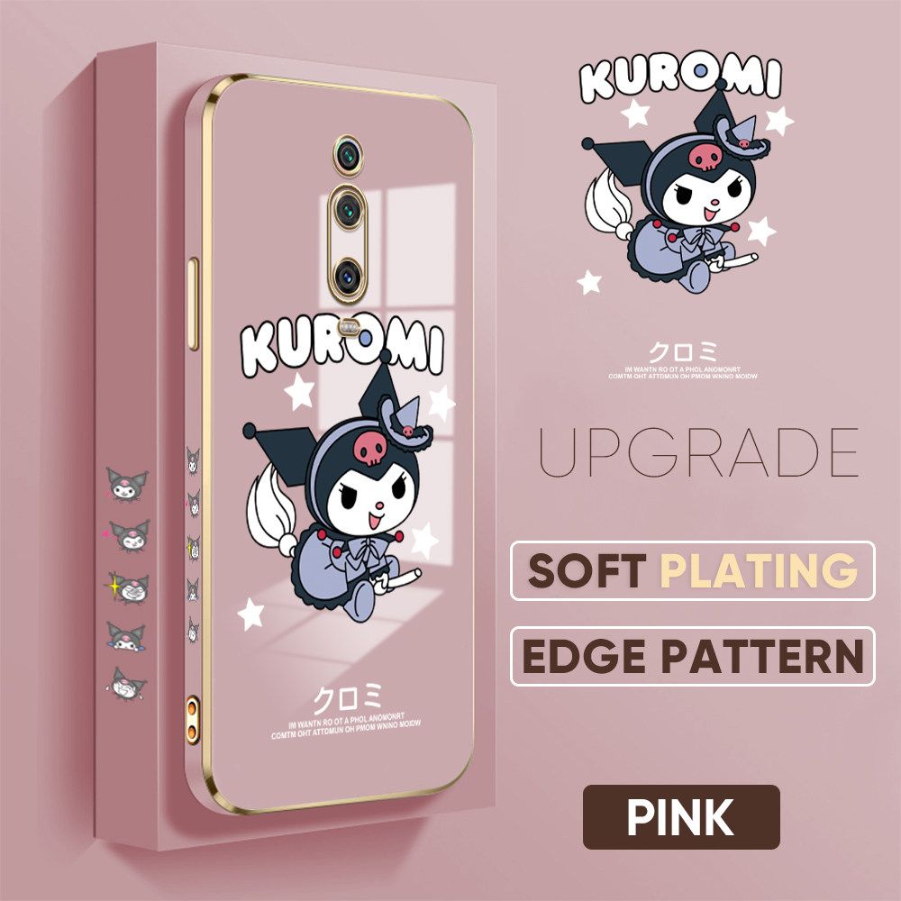 TA for Xiaomi Mi 9T / 9T Pro / Redmi K20 / K20 Pro Back Cover + Free Lanyard Cute Kuromi Luxury 6D Plating Case Side Pattern Soft Silicone Square Phone Cases
