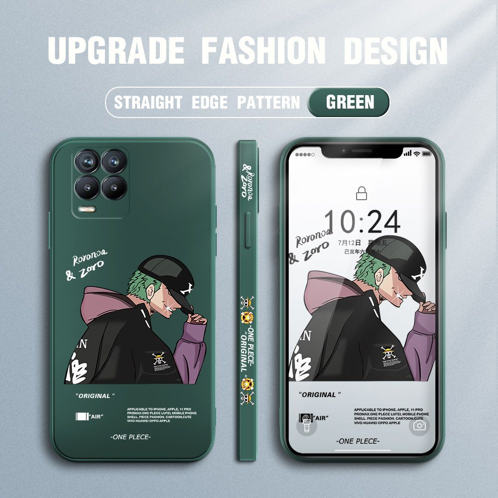 Jizetin for Realme 8 Case Anime One Piece Roronoa Zoro Side Design Phone Case Ultra Soft Edge Pattern Liquid Silicone Phone Cases