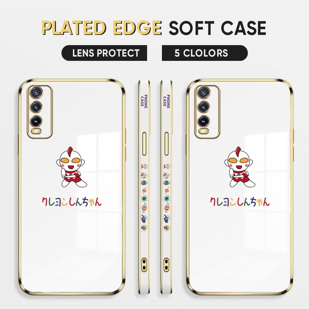 Luxury 6D Plating Case for Vivo Y20 Phone Cases Cartoon Hero Side Print Soft Silicone Square Back Cover