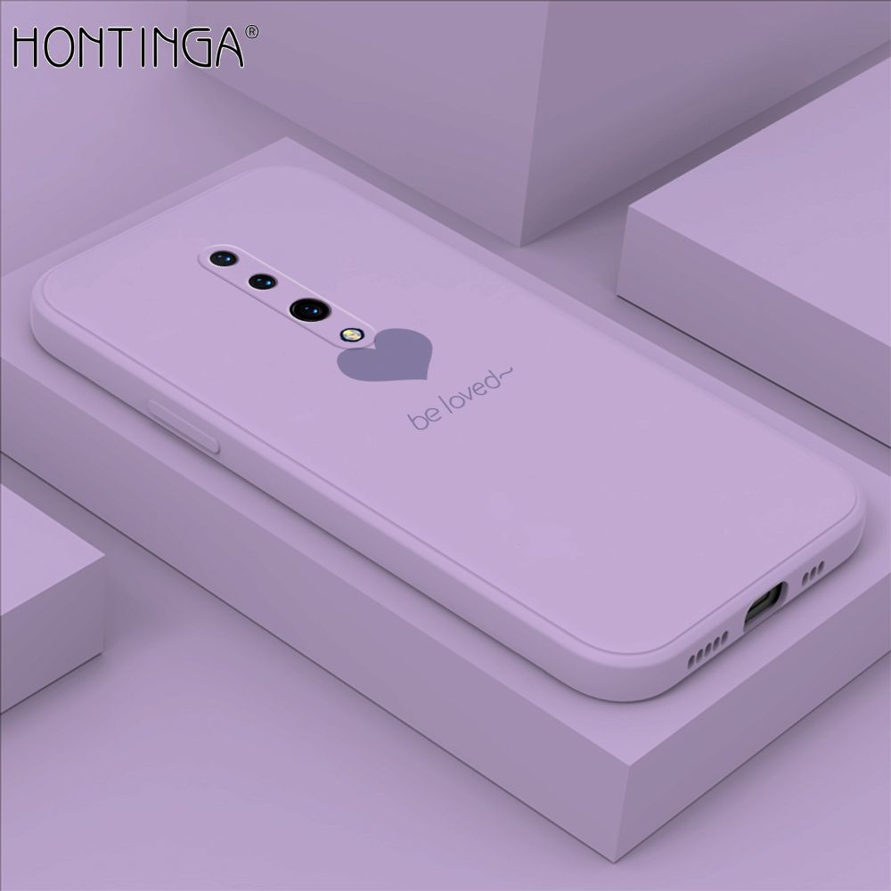Hontinga for OnePlus 7 Pro Case Simple Lover Heart Pattern Back Cover Soft Square Edge Liquid Silicone Phone Cases