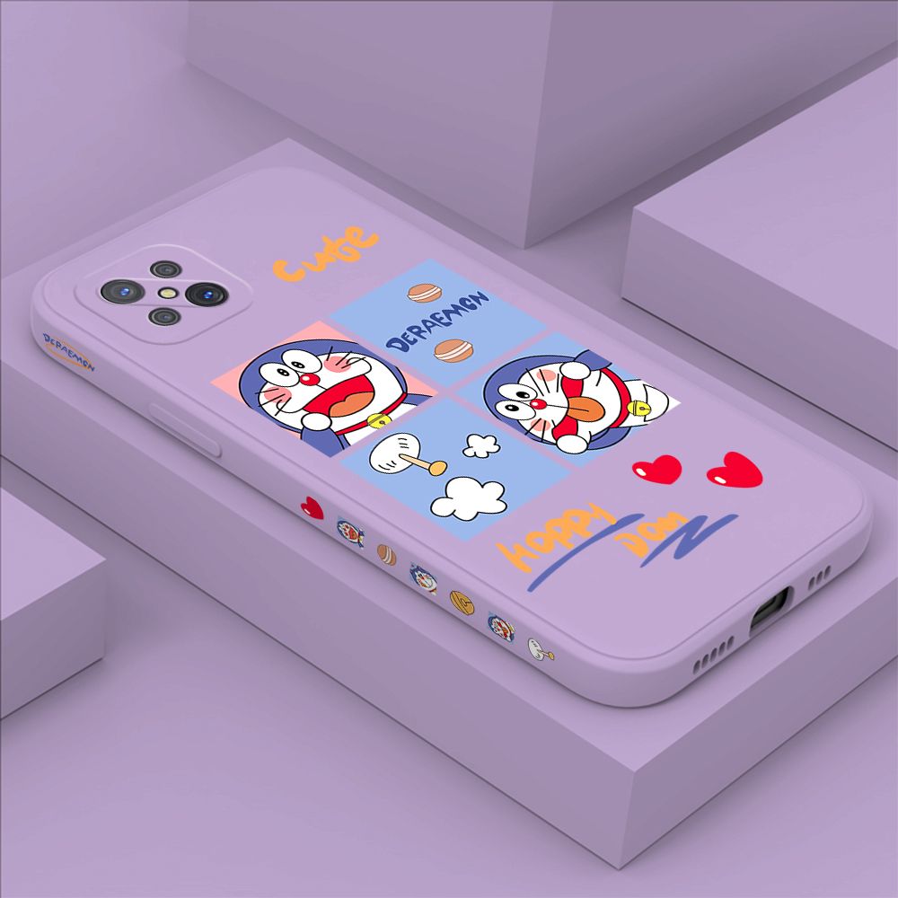 Hontinga for OPPO Reno4 Z 5G Case Side Design Cartoon Cute Cat Back Cover Soft Square Edge Pattern Liquid Silicone Trend Phone Cases
