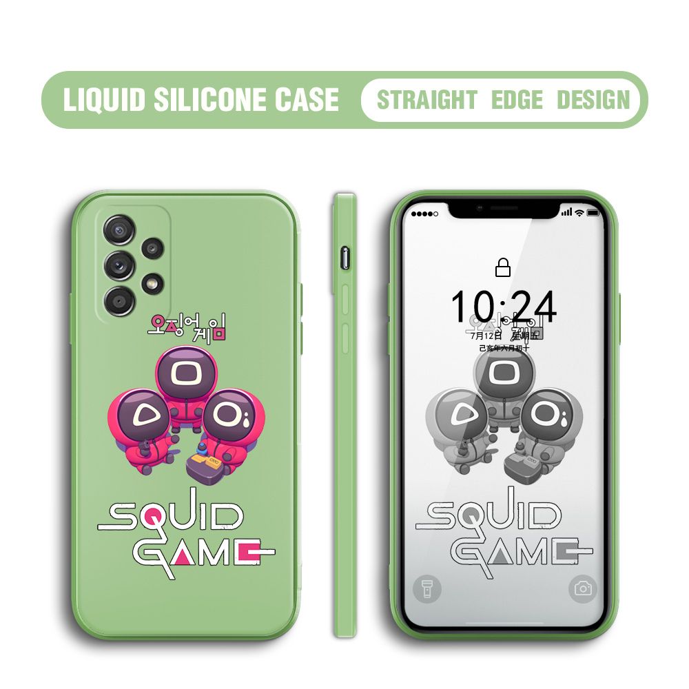 UCUC for Samsung Galaxy A52 5G Case Cute Cartoon Cute Squid Character Phone Cover Square Liquid Silicone Shockproof Phone Protective Case