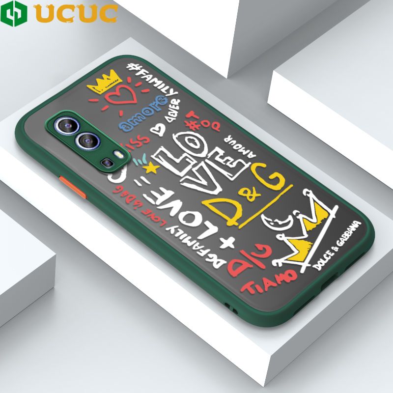UCUC for Vivo Y52 5G / Y72 5G Back Cover LOVE Graffiti Frosted Transparent Hard Phone Case Thin Shockproof Full Cover Camera Protect Case