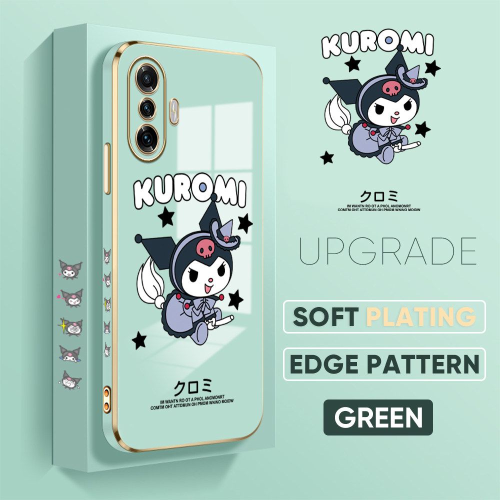 TA for Xiaomi Poco F3 GT / Redmi K40 Gaming Back Cover + Free Lanyard Cute Kuromi Luxury 6D Plating Case Side Pattern Soft Silicone Square Phone Cases