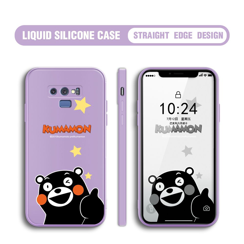 BILI for Samsung Galaxy Note 9 Back Cover Black Bear Multicolor Liquid Silicone Phone Case Soft Square Lens Protection Phone Cases