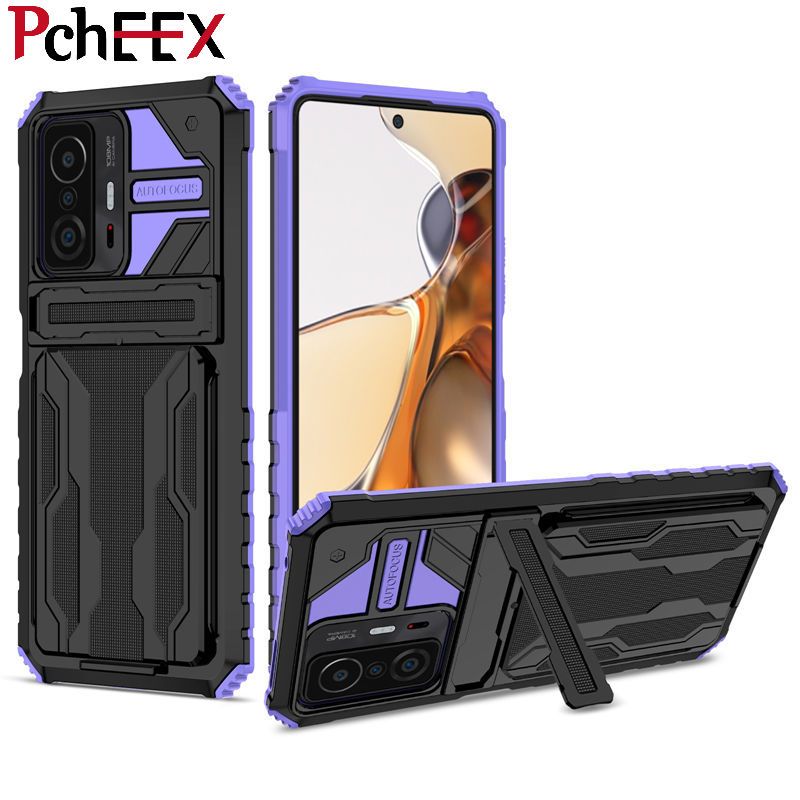 For Xiaomi Mi 11T / 11T Pro Phone Case Armor Hard Military Grade Bumper Slot Card Kickstand Cover