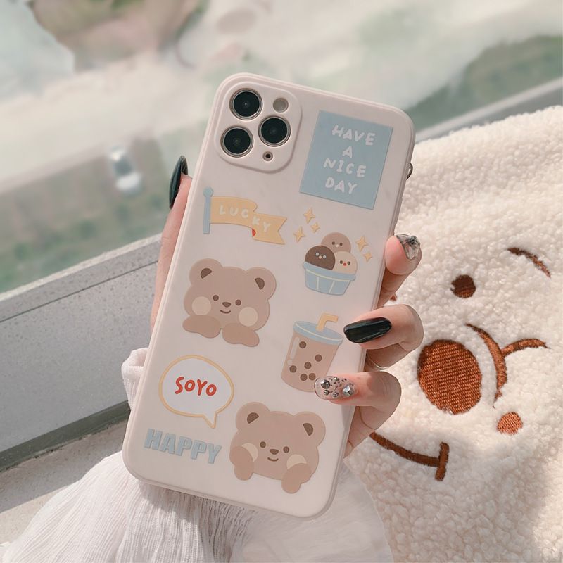 Bear Pattern Case Soft Silicone Cover Mobile Phone Protective Case