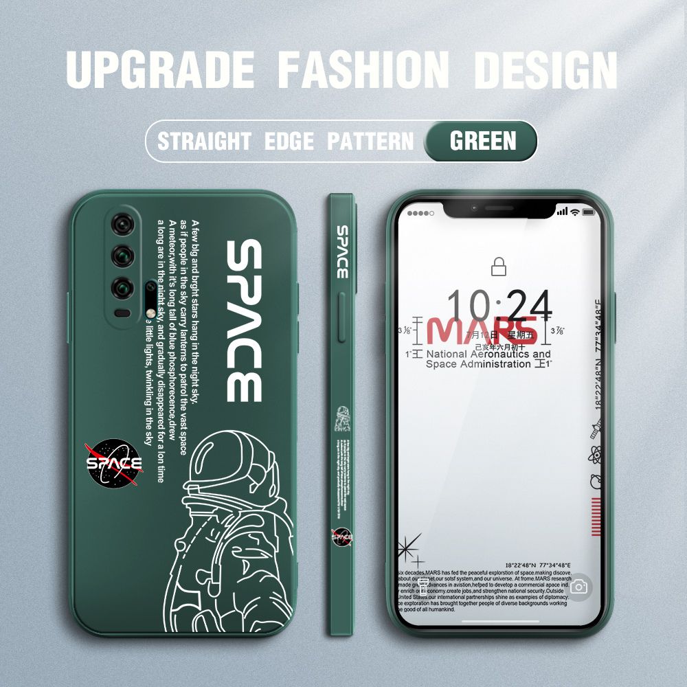 Jizetin for Honor 20 Pro Case NASA Astronaut Design Side Design Phone Case Square Edge Pattern Liquid Silicone Cases Full Cover Camera Shockproof Protective Case