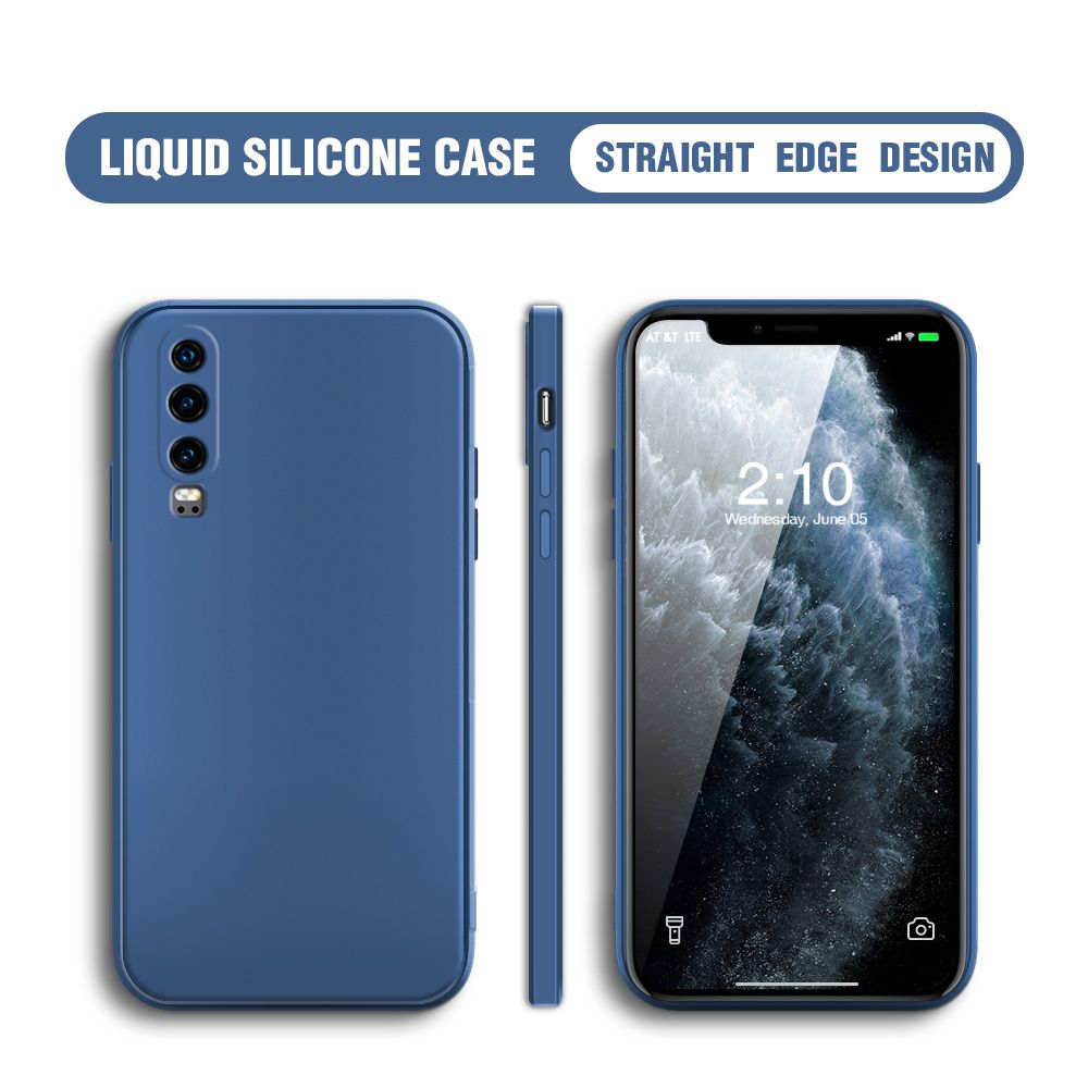 BILI for Huawei P30 Back Cover Ultra Thin Soft Luxury Square Multicolor Liquid Silicone Phone Case