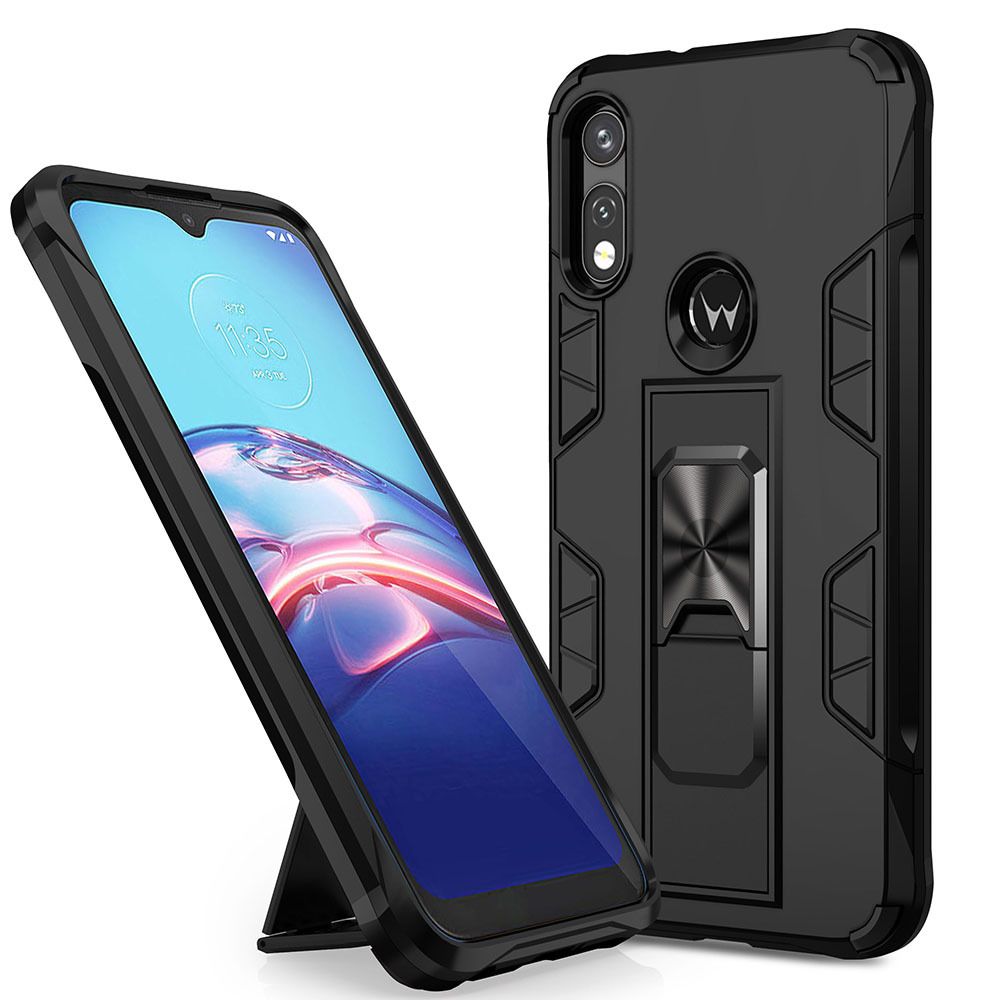 For Motorola Moto E7 Phone Case Armor Magentic Ring Car Holder Cover