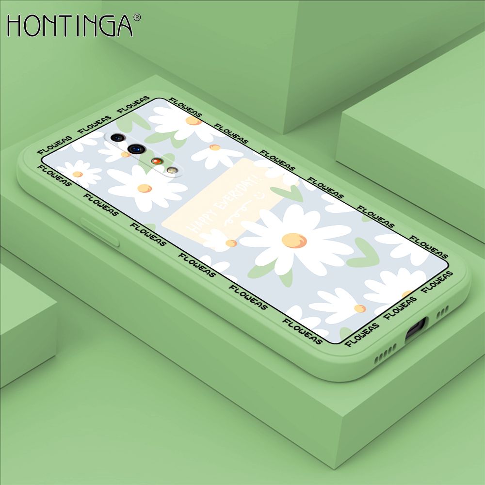 Hontinga for OPPO RENO Z Case Beautiful Daisy Flower Phone Case Phone Case Soft Square Edge Silicone Cases Full Lens Cover Shockproof Protection Cover