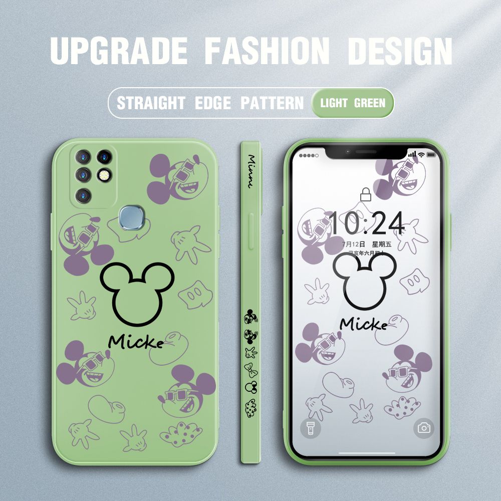 FHKL for Infinix Hot 10 Back Cover Mickey Print Side design Soft Case Multicolor Liquid Silicone Phone Cases